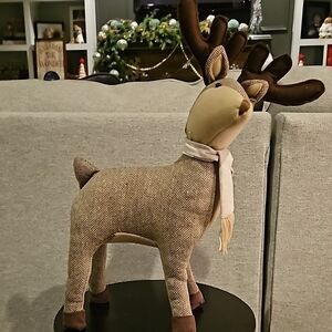 Brown Herringbone Reindeer Decor